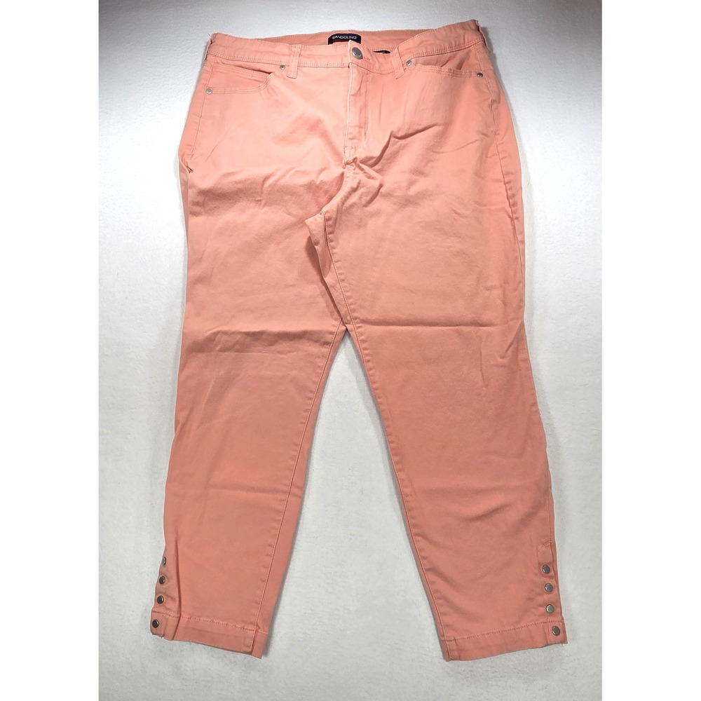 Bandolino Lisbeth Crop Pants Women 16 Coral Pink Snap Hem Mid Rise Stretch Twill